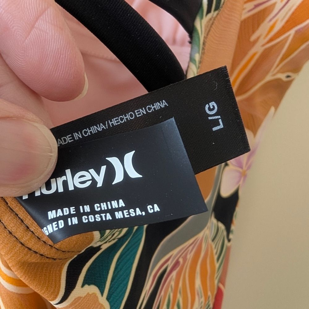 Hurley Women's UPF 50+ Stretch Midweight One Piece Swimsuit Black Multi L NEW - Picture 7 of 8